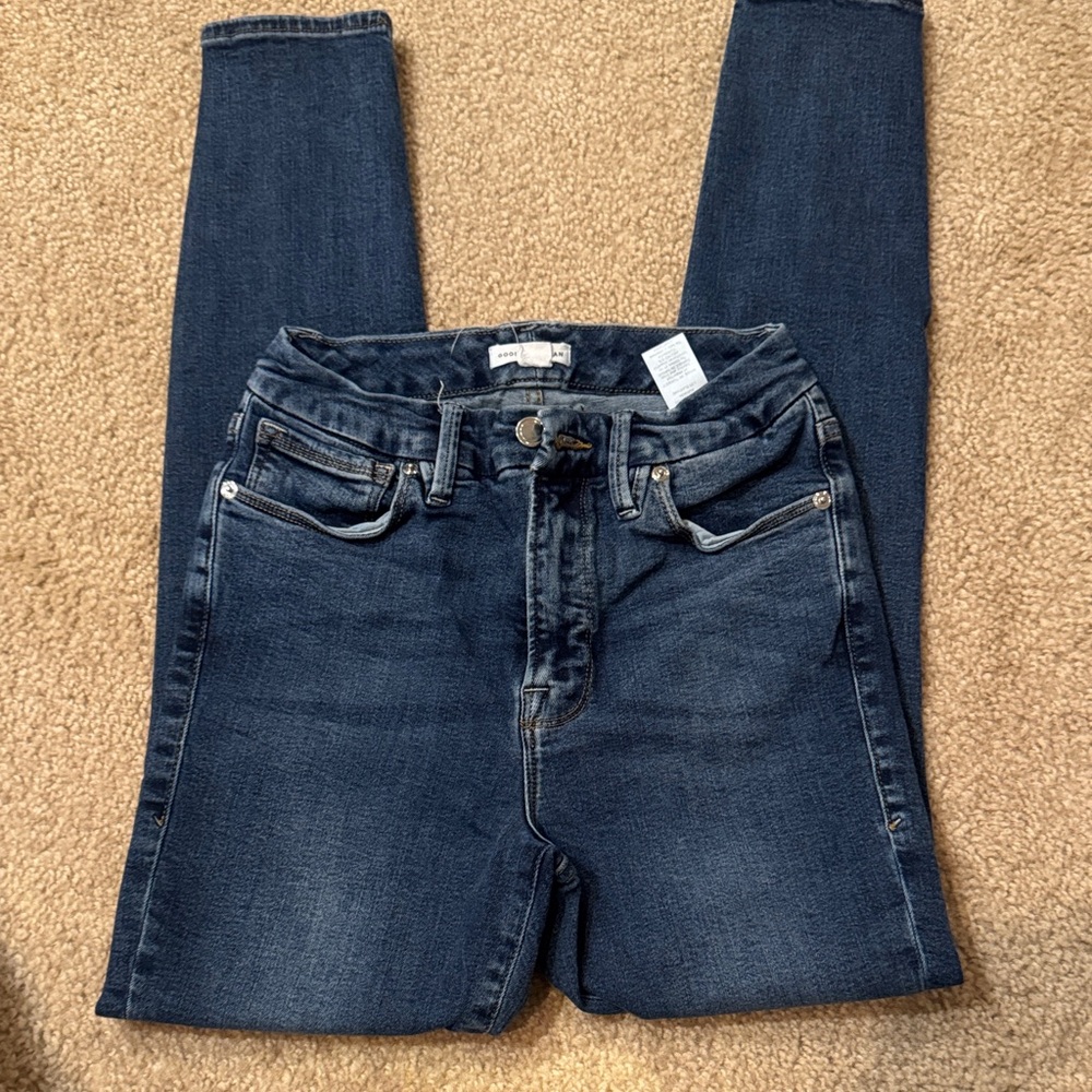 Good American GL873T Blue 004 Dark Indigo Skinny Jeans size 4/27